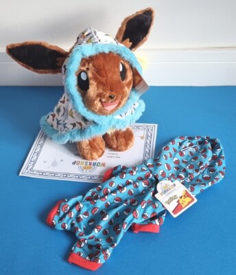 Build A Bear Eevee POKEMON Bundle PLÜSCH Sound Cape Schläfer brandneu mit Etikett 