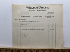 1944 William Ussler Real Estate Germanton Philadelphia PA Billhead Vintage