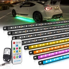 MICTUNING RGB LED Strips,Under Car Tube Underglow Underbody System Neon Lighting