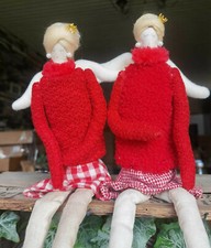 XXL   2 x Weihnachtsengel Engel 44 cm  Stoff Strick Dekofigur Figur Deko Tilda