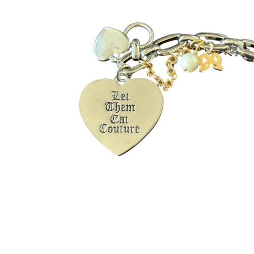 Juicy Couture Bettelarmband Let Them Eat Couture Herz Perle silberfarben Y2K - Bild 14 von 17