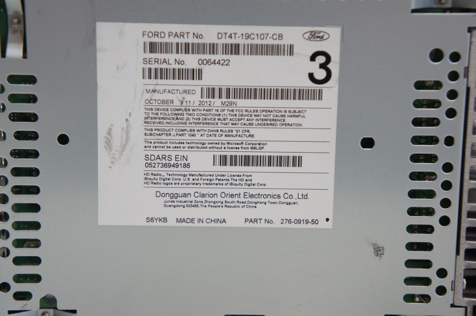 2013 Ford Edge CD MP3 Player Radio Receiver DT4T19C107CB OEM *A6837