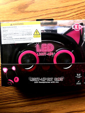 Ledeez Cat Ears LED Lights Headphones with Mic PINK NEW SEALED AUX compatible
