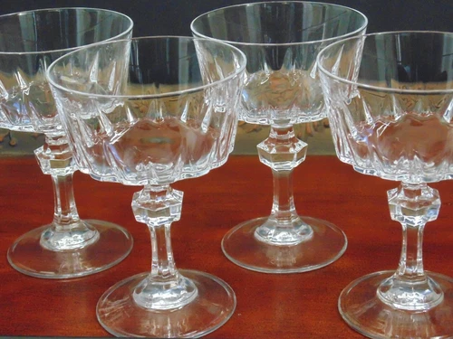 Set 4 Princess House ESPRIT Champagne Sherbet Crystal GlassBar NEW Vtg Mint! NOS