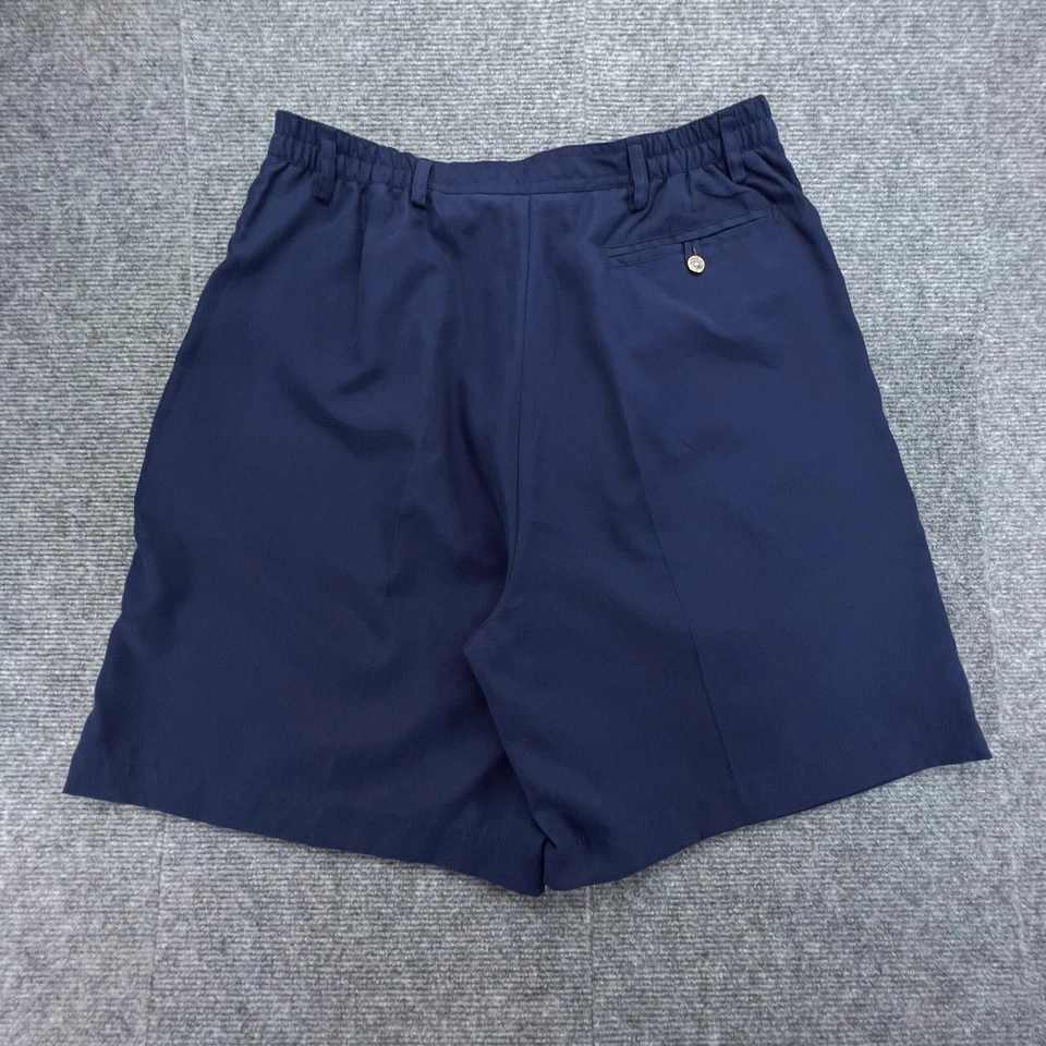 Pantalones Cortos Chinos Plisados Fila De Colección Para Mujer 12 Azul Marino Elástico Cintura Trasera Lateral Foto 3 de 4