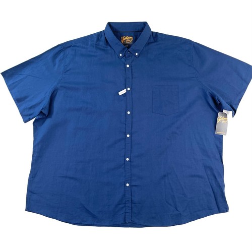 Johnny Bigg Fresno Linen Blend Shirt Button-Up Short Sleeve Marine Blue Size 9XL