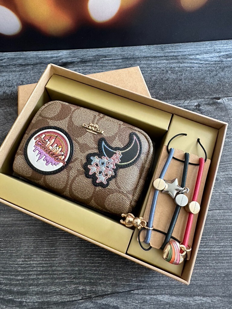 COACH Boxed Mini Boxy Cosmetic Case & Hair Ties Set