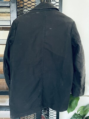 Vtg Vetra French Moleskin Workwear Work Coat Jacket Black Sunfaded
