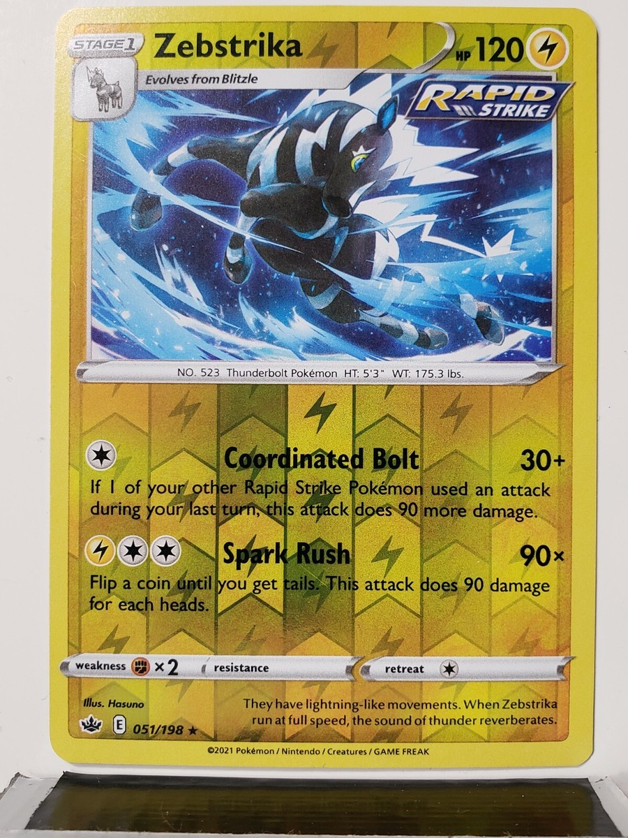 REVERSE HOLO Zebstrika 051/198 NM Chilling Reign Pokemon Card $2