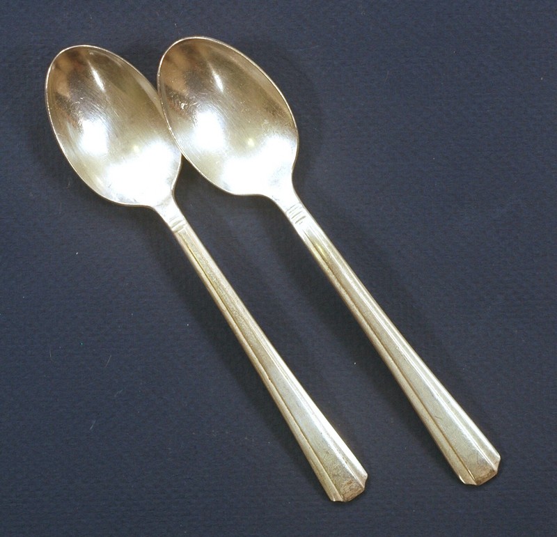 Two Illinois Central tea spoons in the Dartmouth pattern by International Silver
