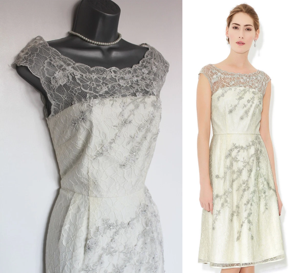 MONSOON Ivory Matilda Flower Applique Embellished Midi Wedding