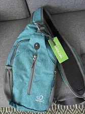 WATERFLY Crossbody Sling Backpack Travel Hiking Lightweight Bag Daypack Teal