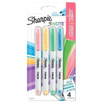 Sharpie S-Note Permanent Keilspitzenmarker Mehrfarbig 4 Stück (2138234)