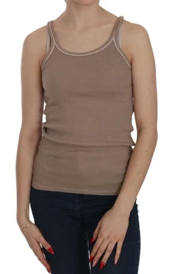 PINK MEMORIES Brown Ärmellos Spaghetti Trägerhemd Damen Bluse - Bild 1 von 4