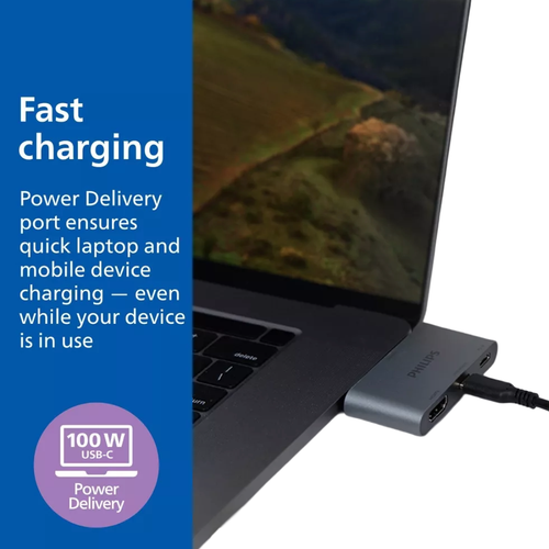 Philips USB-C Hub Multipuerto 4K Adaptador HDMI 100W PD Transferencia Rápida de Datos - Imagen 6 de 8