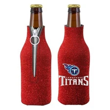 NFL Football Team Logo Womens Ladies Glitter Beer Bottle Holder Cooler