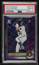 2022 Bowman Chrome Prospects Purple Refractor Felix Valerio PSA 10 GEM MT 0t24