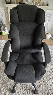 PZDO Ergonomic Office Gaming Chair Recliner Footrest Adjustable Fabric Grey