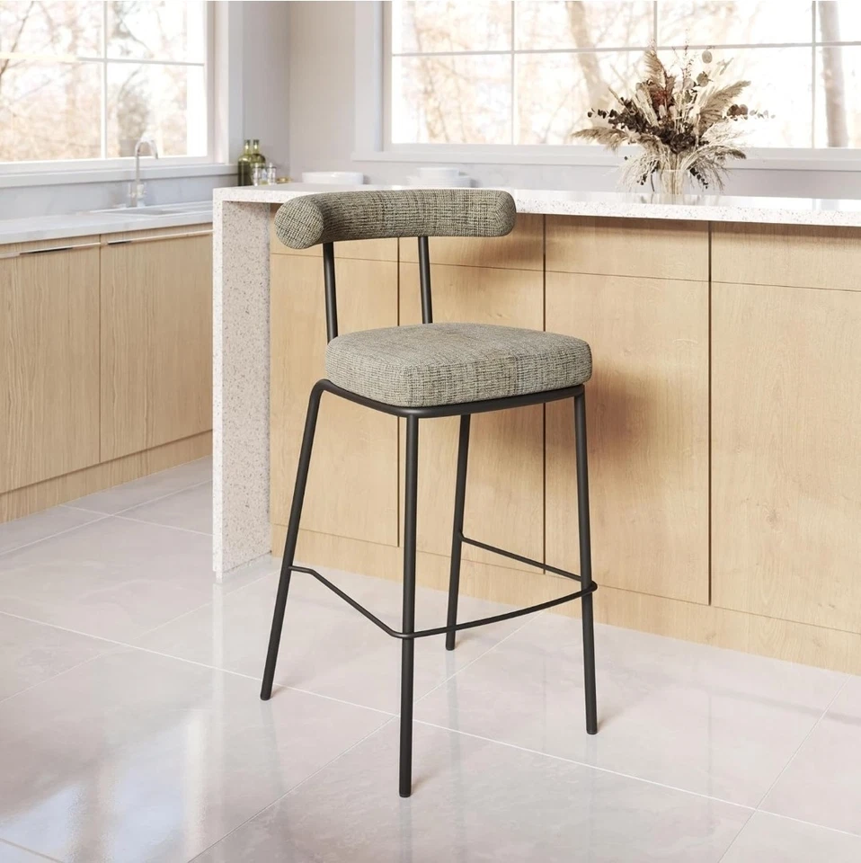 Taburete de bar Zuo moderno Kede, tweed verde - 110100 (B564) Foto 2 de 3