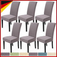 Stuhlhussen 6Er Set Stretch Dunkelgrau Abnehmbar Waschbar FüR Esszimmer MöBel