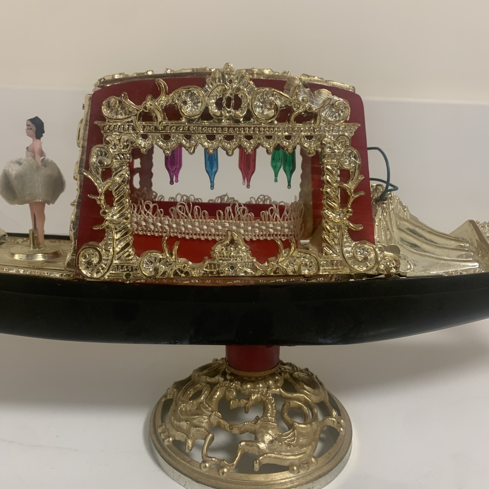 VINTAGE  ITALIAN VENICE SOUVENIR -  GONDOLA WITH DANCER - 60s