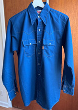 VINTAGE Levi's Orange Tab Western Shirt 70s 80s Made in USA Snap Button Denim 20