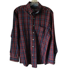 Chaps Shirt Medium Mens Long Sleeve Plaid Button Down Dress Red White Blue M