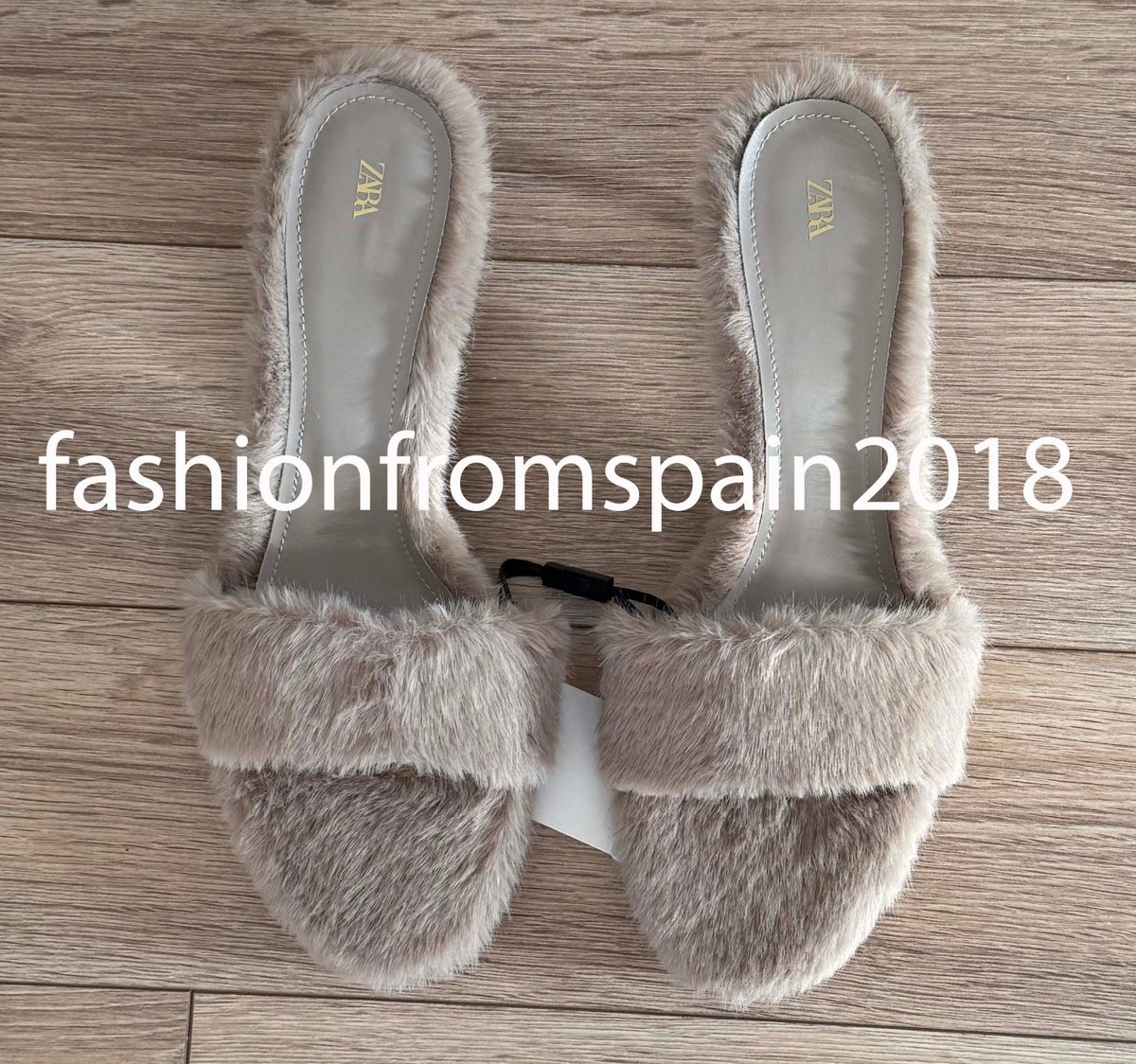 ZARA NEW WOMAN KITTEN HEEL FAUX FUR HEELED SANDALS SHOES ICE 35-42  2367/610/805