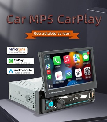 Single Din 7'' Touch Screen Stereo Bluetooth Car Radio Carplay Android Auto BT FM