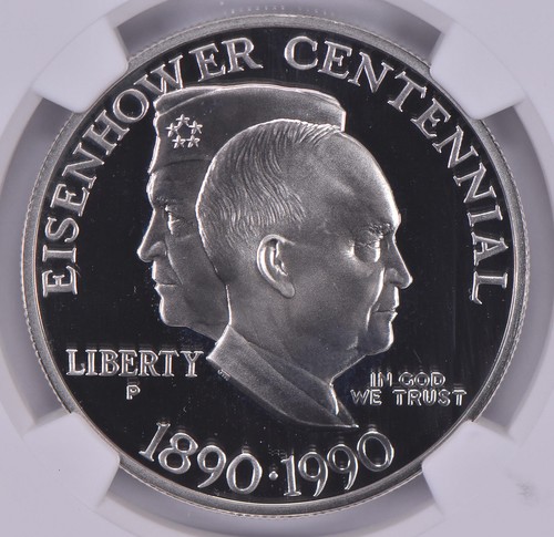 1990-P Eisenhower Commemorative Dollar Prestige Set PF69 UCAM NGC Brown *0985 - Picture 3 of 5
