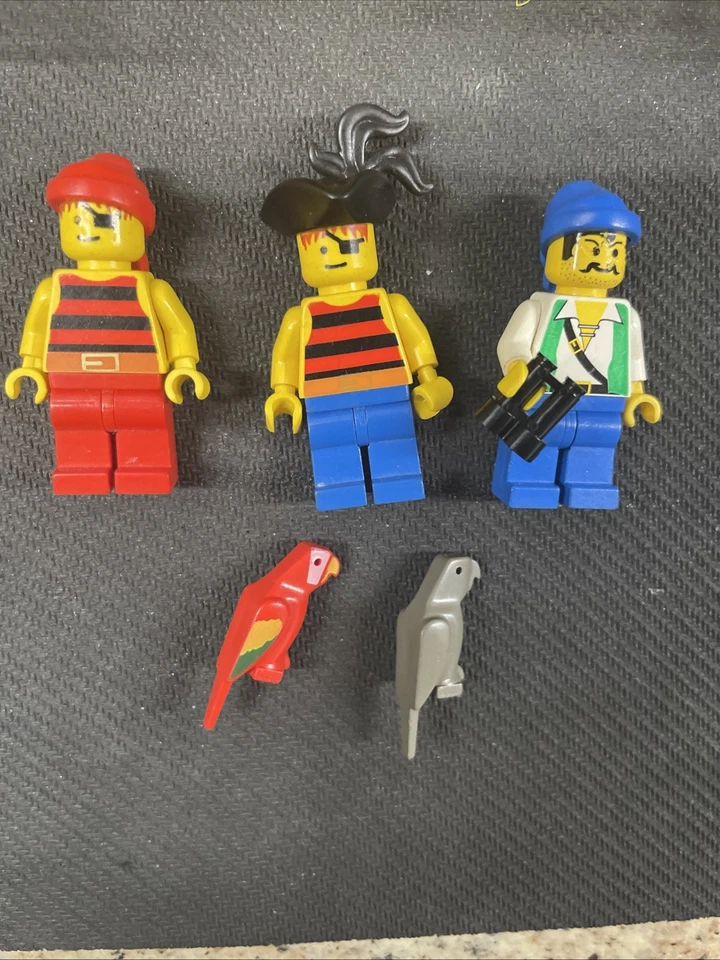 LEGO Sistema Piratas Minifigura Lote x3 con Loros De Colección Años 90 Foto 3 de 3