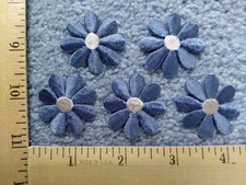 LOT OF 5 BLUE DAISY FLOWERS IRON ON PATCHES free shipping