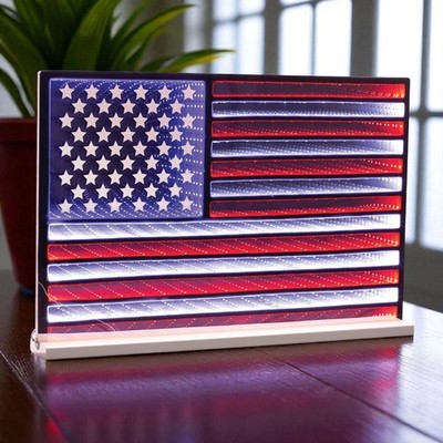 American Flag Infinity Mirror Light | 26 x 16.5 inch Lighted Display Decor