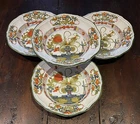 FAENZA BLUE CARNATION GAROFANO PATTERN SOUP PASTA PLATES SET OF 4,DIP A MANO St