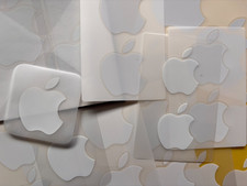 Genuine OEM Apple White Logo 29 Stickers / Decals and 2 Apple Logo Cloths, New