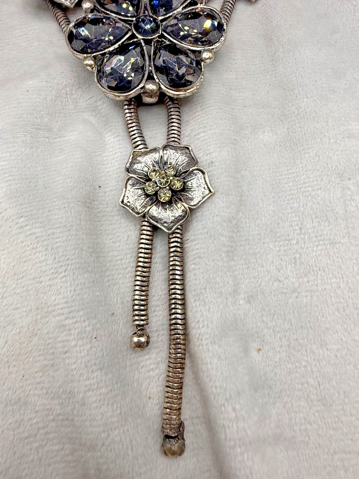 Rhinestone Statement Necklace Flower Rhinestones … - image 2