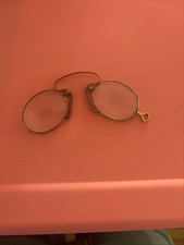 Antique 1920s Pinch Nez  Eyeglasses Pinch Nose Glasses Spectacles Gold Tone