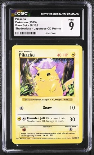 JAPANESE CD PROMO Pikachu Base Set Shadowless 1999 — CGC 9 - NEW SLAB