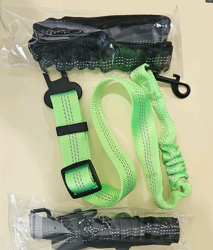 3 pack Dog seat belt safety Leash Green and Black Adjustable with Buckle for car
