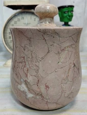 Marble Salt Cellar With Lid 5" Tall Heavy