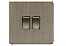 Knightsbridge Screwless Flat Plate 10AX 2G 2-Way Switch - Antique Brass