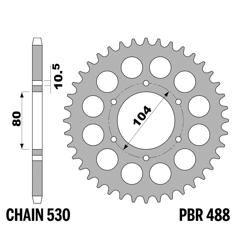 Pignon arrière PBR pas 530 en acier C de haute précision pour Kawasaki Z750 vintage