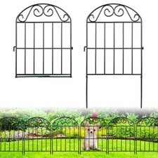 10 Panels Collapsible Garden Fence Animal Barrier Fence,10ft L x 24in H Bla...