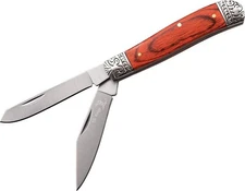 Elk Ridge Trapper Pocket Knife Stainless Clip/Spey Blades Brown Wood Handle