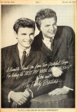 EVERLY BROTHERS - 1959 Singer Music Ad - 5 x 7 inch Photo