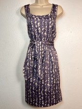 Ann Taylor Purple and White Sleeveless Dress with Waist Tie Size 14 s254216
