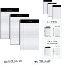 Oxford 5 x 8 Inch Legal Pads, 3 Pack, Narrow Ruled on Both Sides, White Lined...