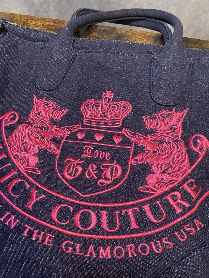 Bolso de Mano Juicy Couture Vintage Y2K Denim Rosa Bordado Foto 4 de 4