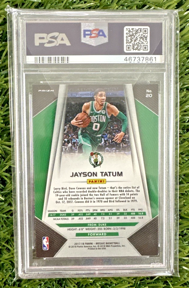 2017-18 Panini Prizm Mosaic JAYSON TATUM RC PSA 9 Mint Celtics #20 - Image 2 of 2
