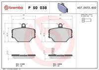 Brembo Bremsbelagsatz, Scheibenbremse P 50 038 FüR Smart